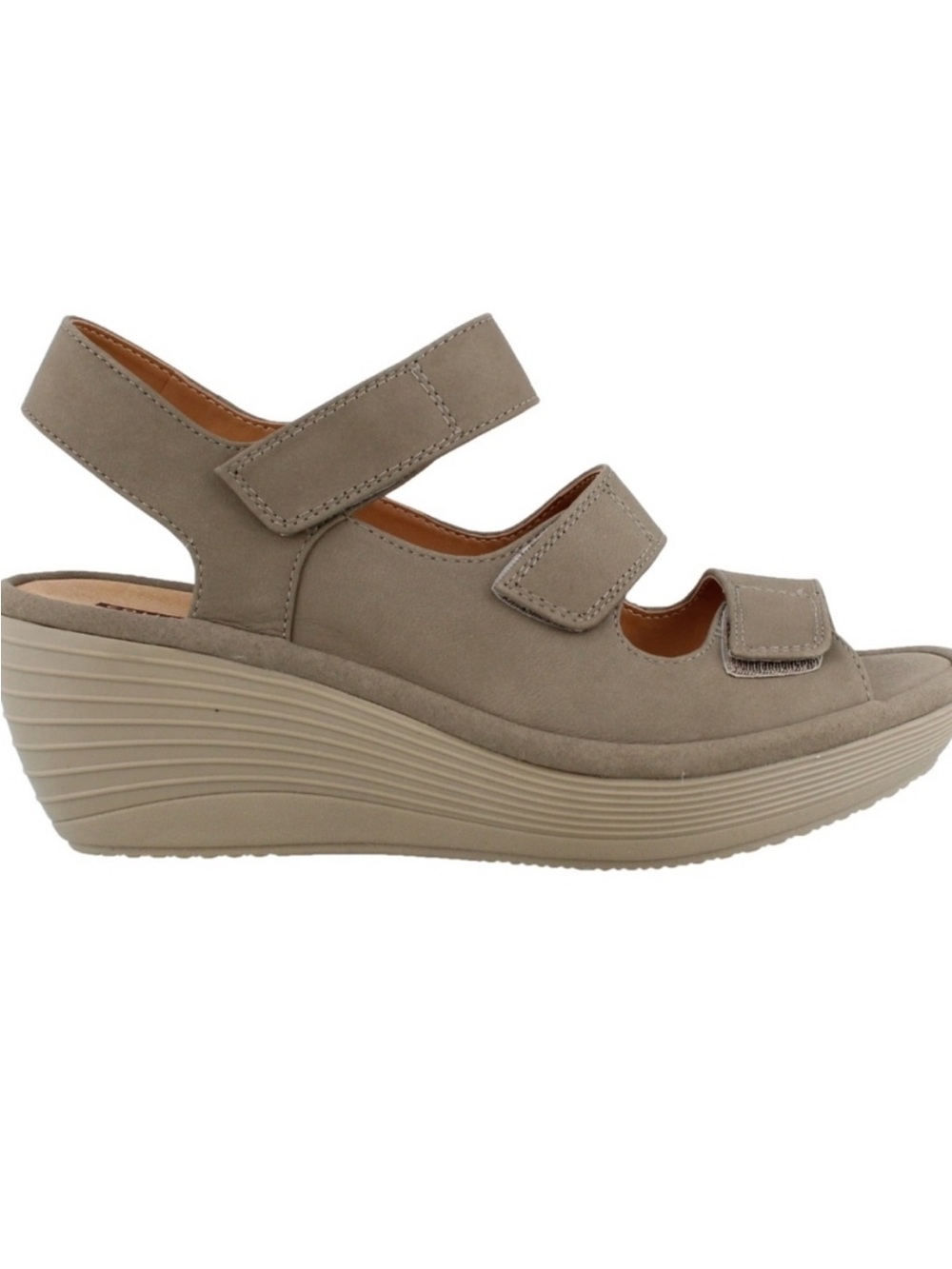 Clarks Reedly Juno Wedge Sandals Taupe Women’s Size 9.5